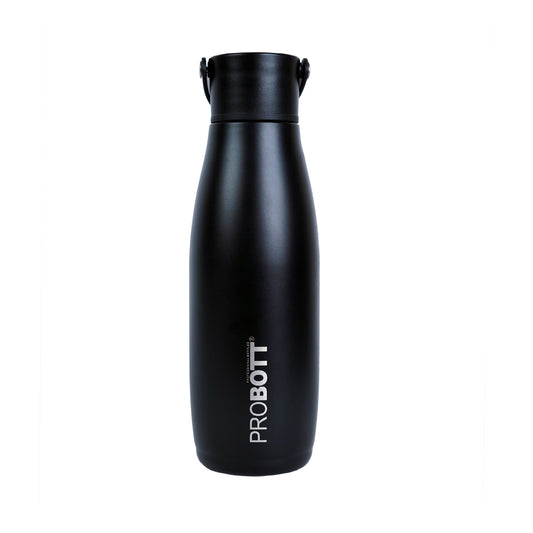 Probott Trendy 480ml Stainless Steel Water Bottles, Vacuum Insulated Flask Bottles, Black | Hot and Cold | Easy to Carry | Leak Proof