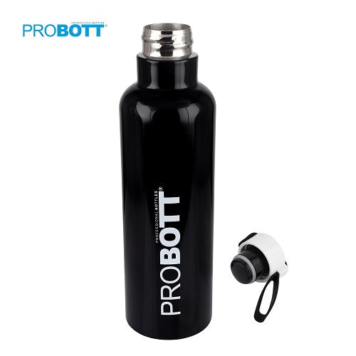 Probott Bang 600ml Thermoses Vacuum Insulated Flask Sports Bottle, Stainless Steel Water Bottles, Black