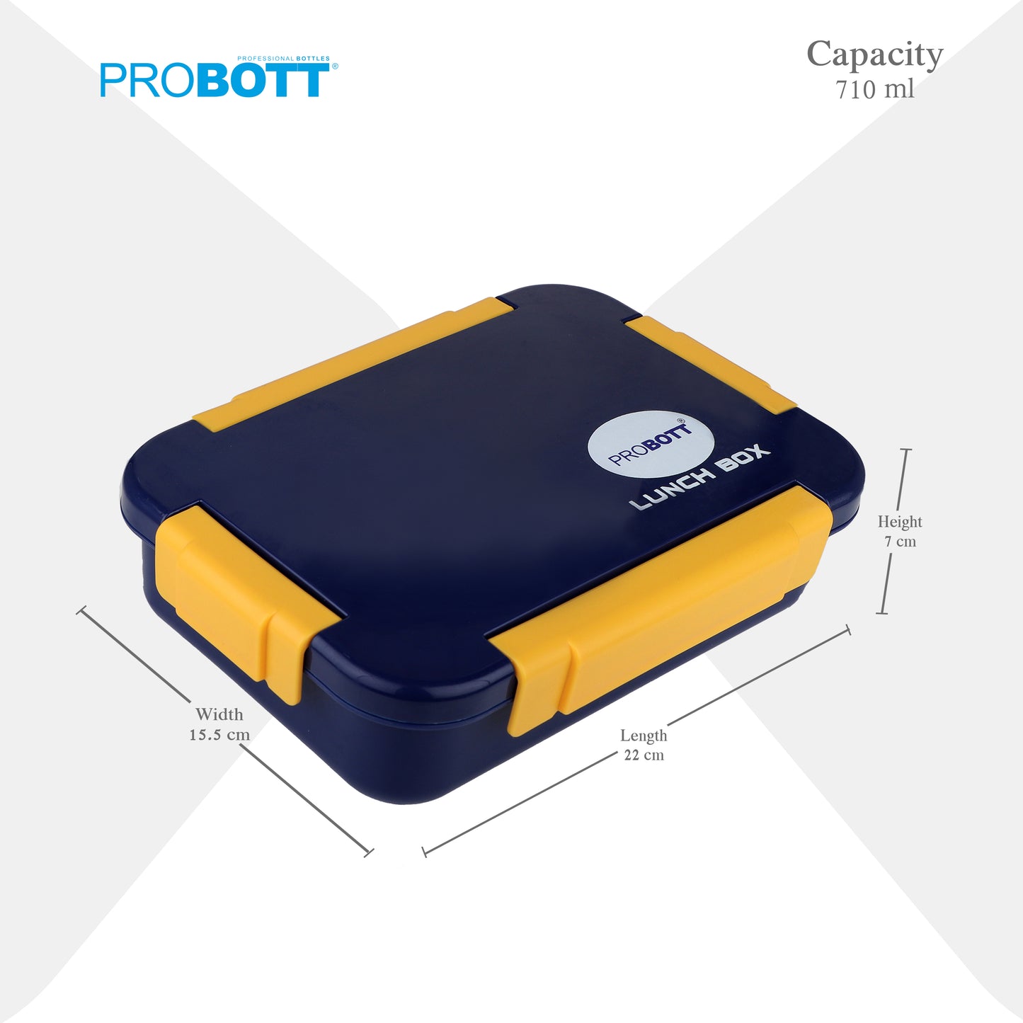 PROBOTT Lunch On 710 ml Stainless Steel Lunch Box, 3 Grid Leak-Proof BPA Free Tiffin Box, Perfect for School, Office, Travel, Picnic | Blue