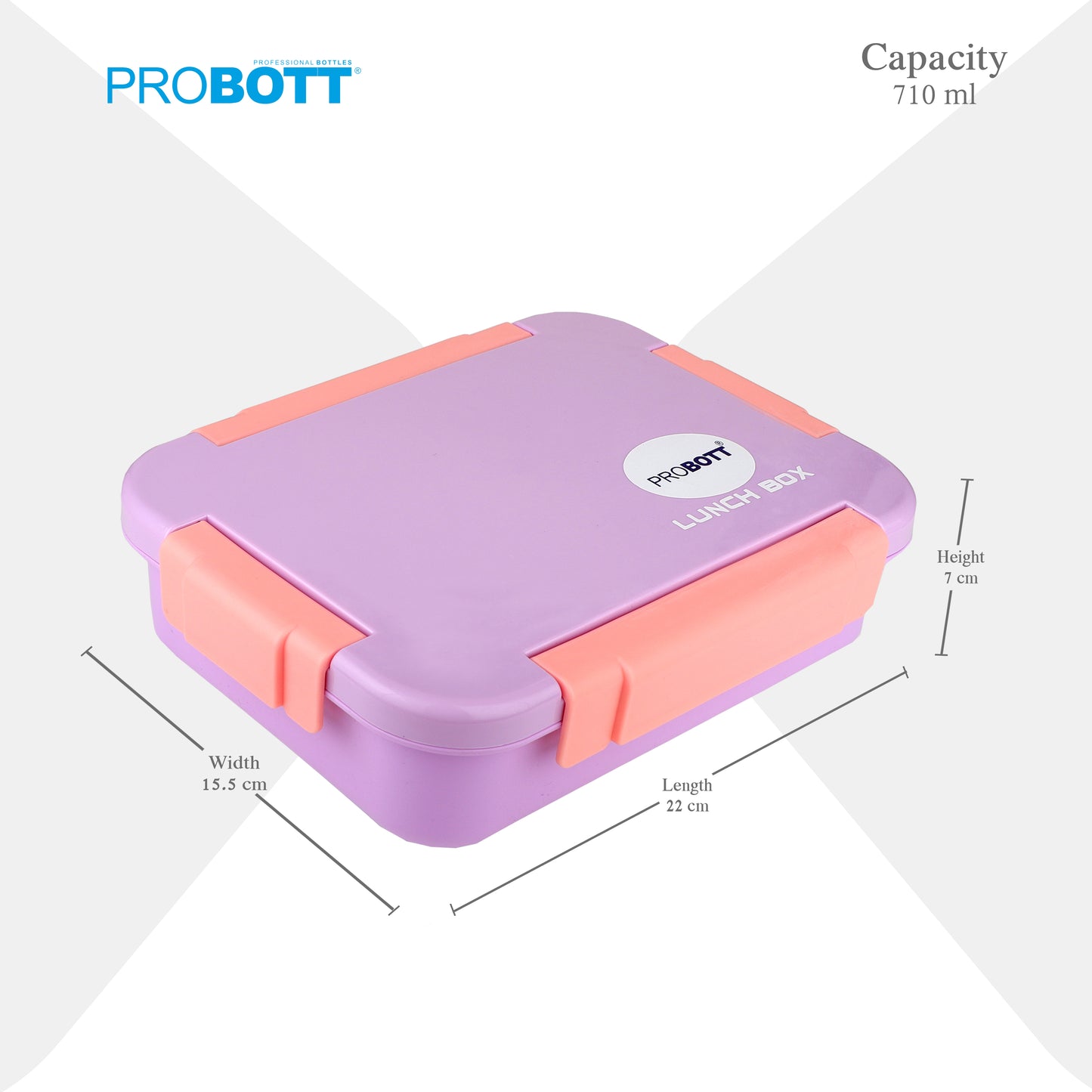 PROBOTT Lunch On 710 ml Stainless Steel Lunch Box, 3 Grid Leak-Proof BPA Free Tiffin Box, Perfect for School, Office, Travel, Picnic | Purple