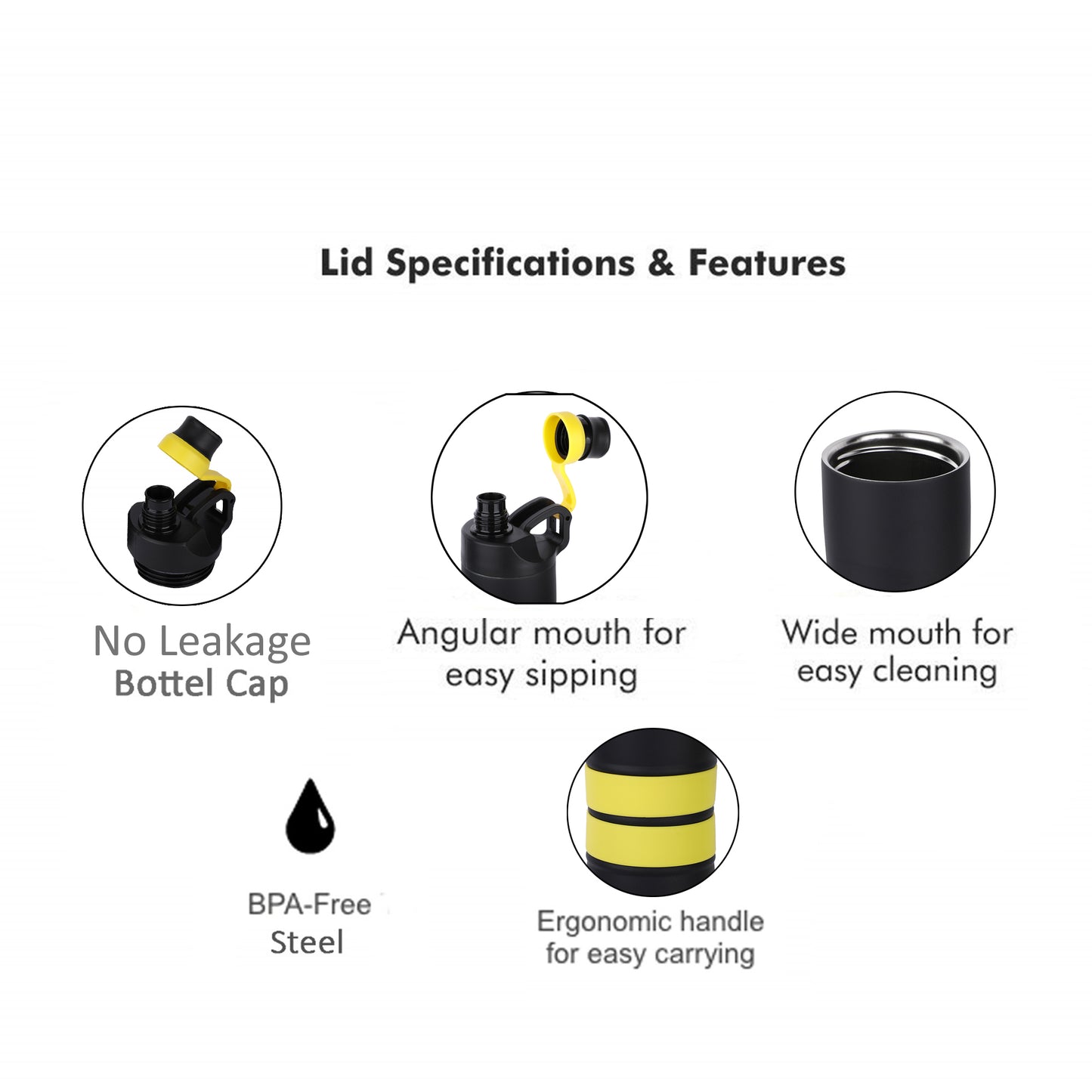 Probott Alpha 620ml Thermoses Vacuum Insulated Flask Sipper Bottle, Stainless Steel Water Bottles, Yellow