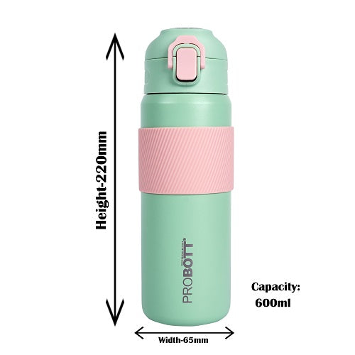 Probott Trek 600ml Hot & Cold Vacuum Insulated Flask Bottles, Green