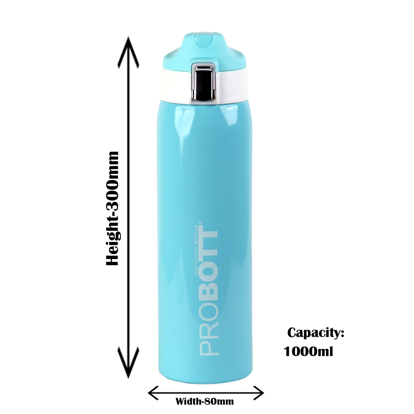 Probott Icon 1000ml Stainless Steel Hot and Cold Water Bottle, Vacuum Insulated Flask Sipper Bottle, Blue