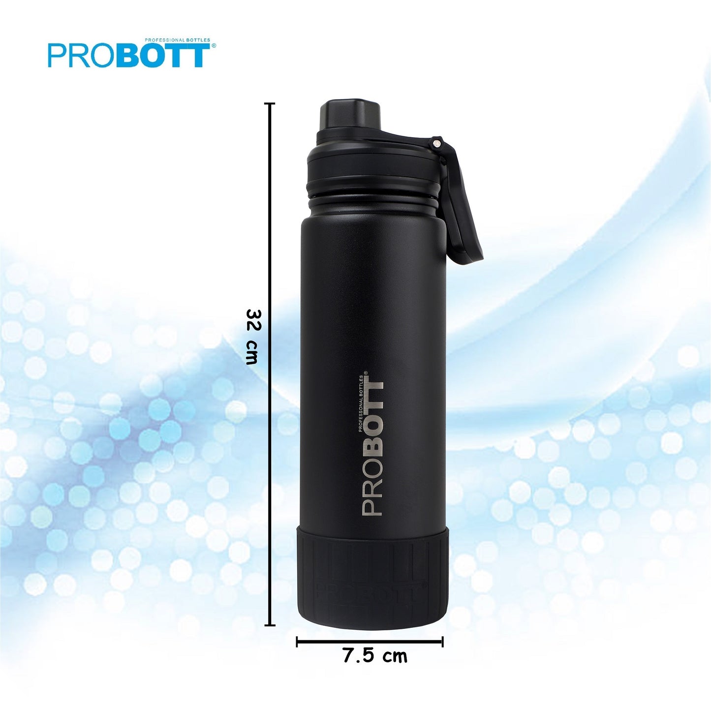 Probott Class 1000ml Thermoses Vacuum Insulated Flask Sipper Bottle, Stainless Steel Water Bottles, Black