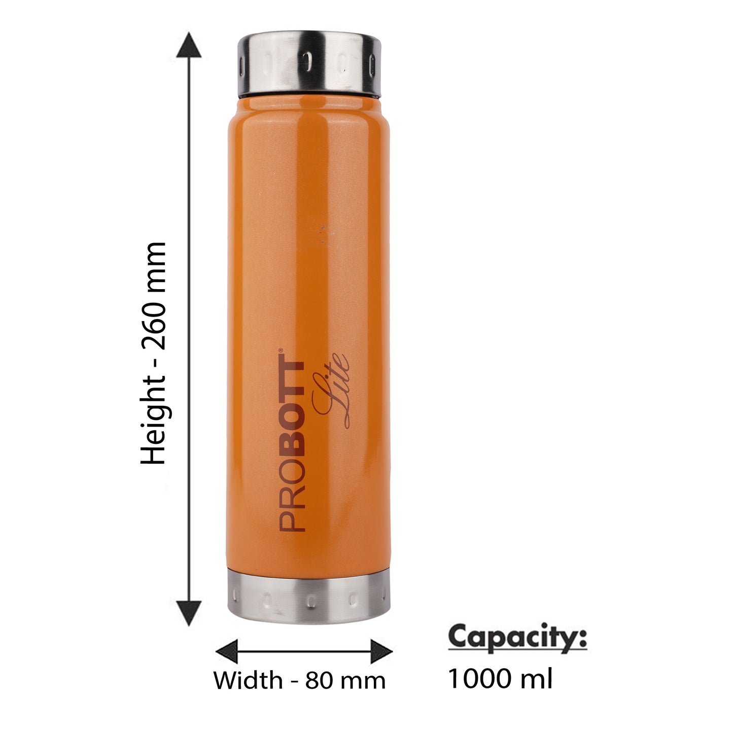 PROBOTT LITE Freeze Single Walled Stainless Steel Water Bottle 1000ml -Orange PL 1000-01