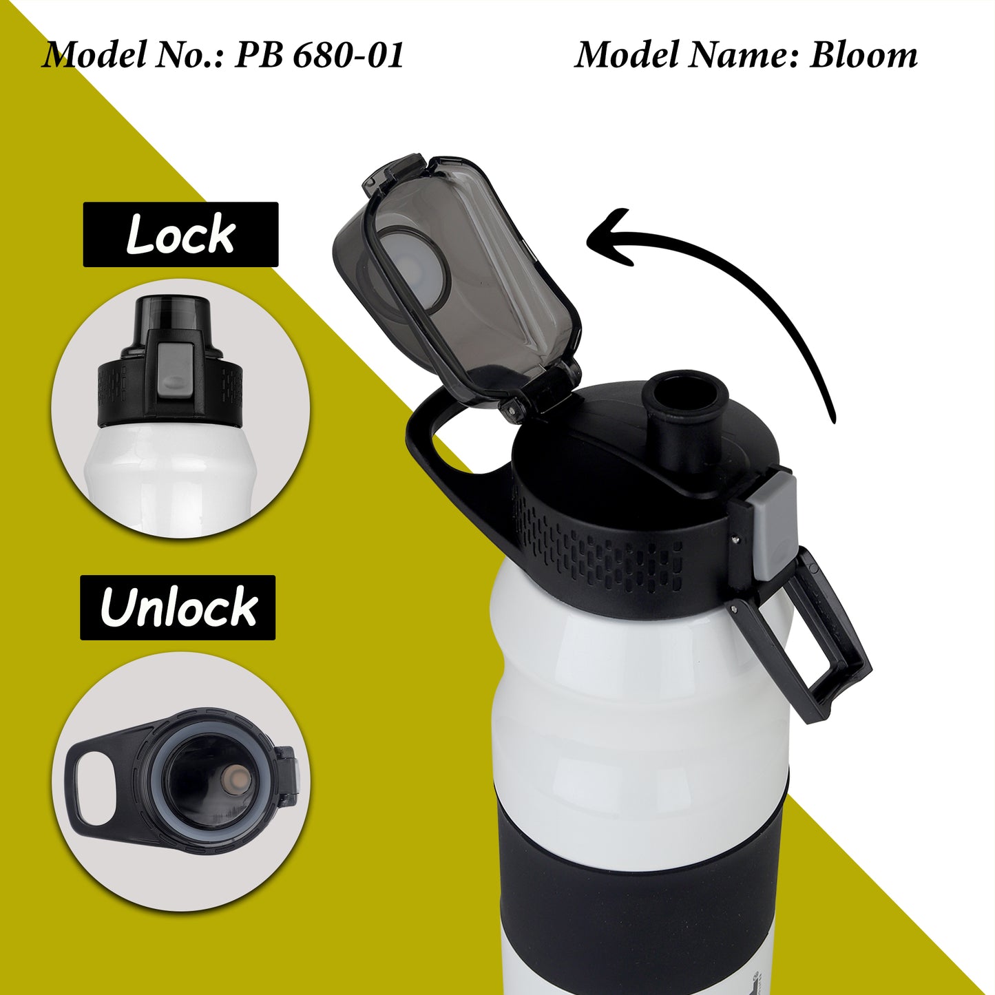 Probott Bloom 680ml Vacuum Insulated Flask Bottle, Stainless Steel Hot and Cold Water Bottles, White | Push Button Flip Top Cap | Leak Proof