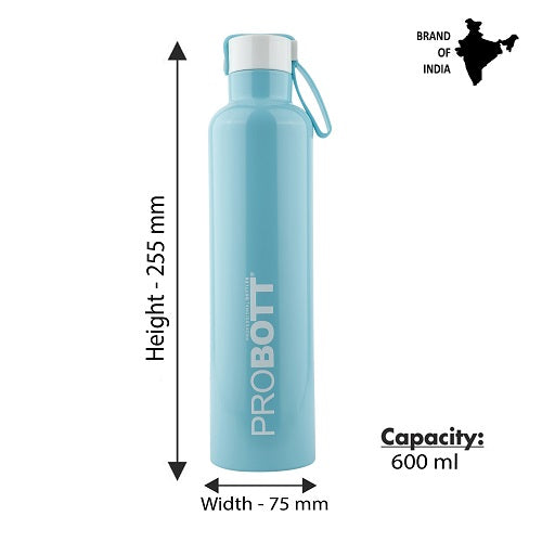 Probott Bang 600ml Thermoses Vacuum Insulated Flask Sports Bottle, Stainless Steel Water Bottles, Light Blue
