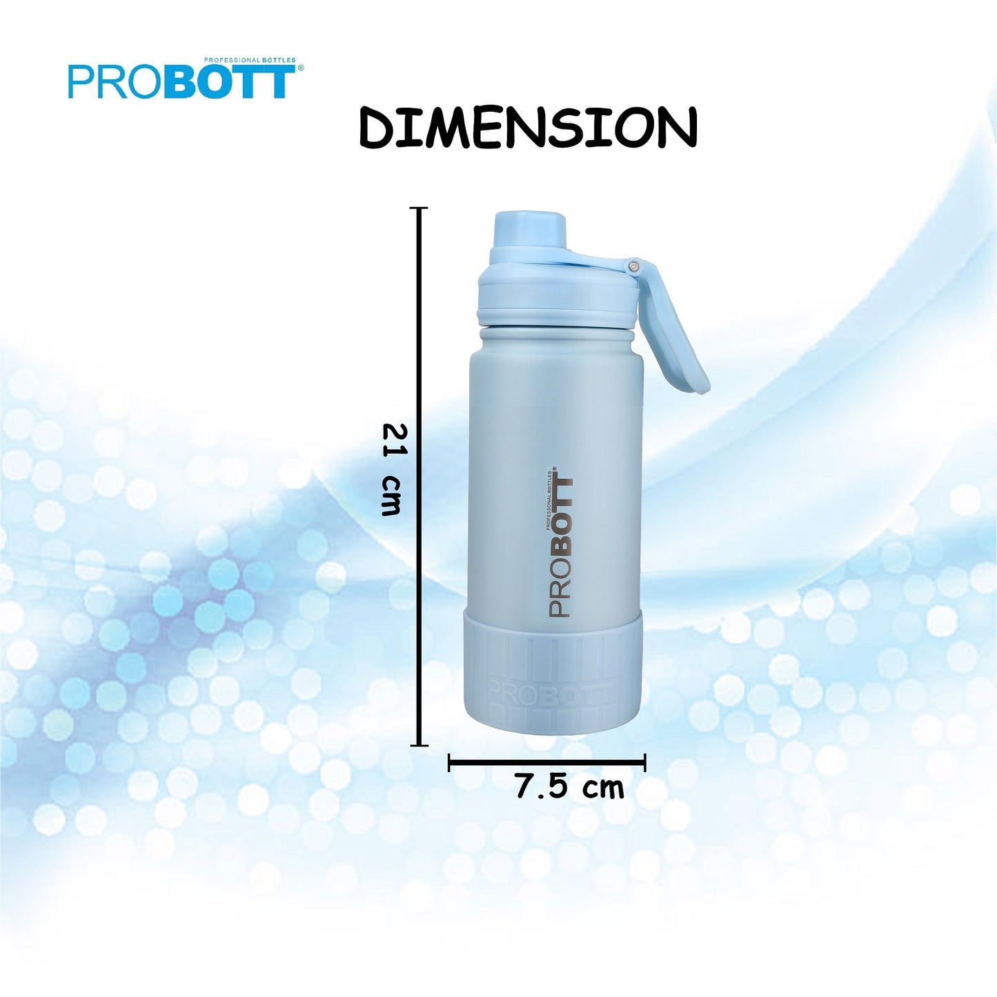Probott Class 480ml Thermoses Vacuum Insulated Flask Bottle for 4-7 Yrs Kids, Stainless Steel Water Bottles, Blue