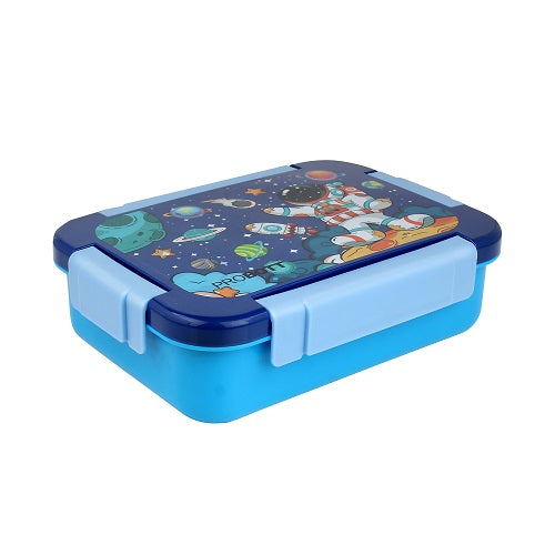 PROBOTT Lunch On 750ml Stainless Steel Lunch Box, 2 Grid Tiffin Box, Character Lid Made with Heavy Quality PP Material Perfect for School, Office Use | Dark Blue+Blue
