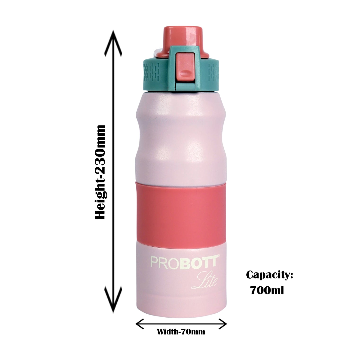 PROBOTT LITE Bliss 700ml Single Walled Stainless Steel Water Bottle, Pink