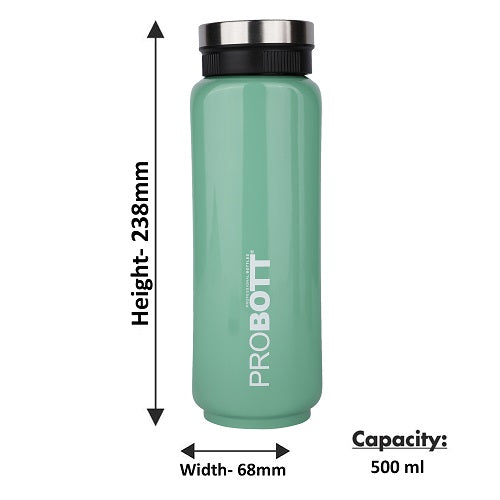 Probott Sliced 500ml Thermoses Vacuum Insulated Flask Bottle, Stainless Steel Water Bottles, Green