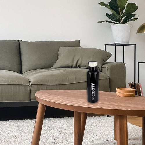 Probott Bang 600ml Thermoses Vacuum Insulated Flask Sports Bottle, Stainless Steel Water Bottles, Black