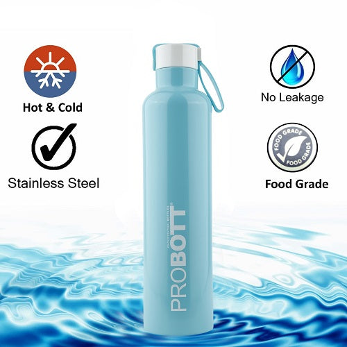 Probott Bang 600ml Thermoses Vacuum Insulated Flask Sports Bottle, Stainless Steel Water Bottles, Light Blue