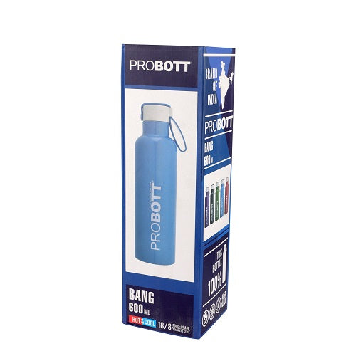 Probott Bang 600ml Thermoses Vacuum Insulated Flask Sports Bottle, Stainless Steel Water Bottles, Black