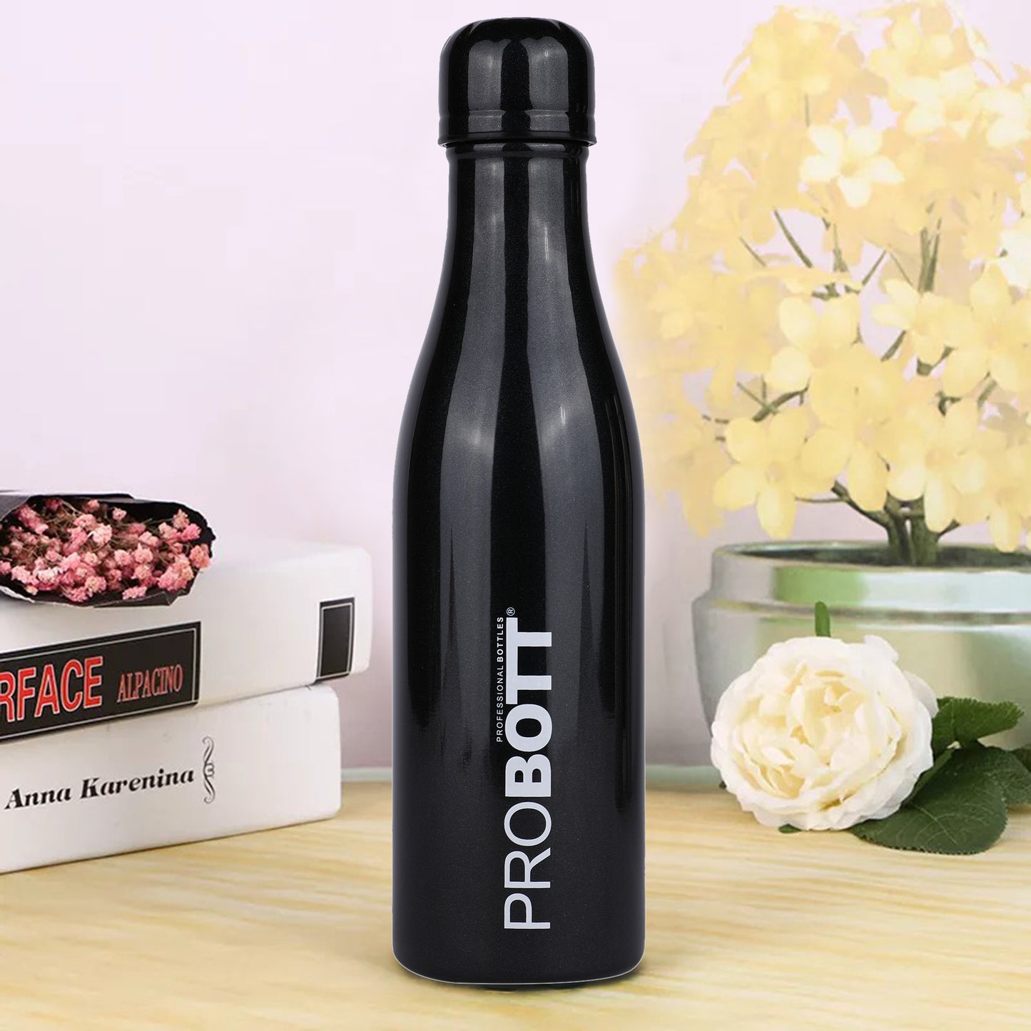 Probott Vintage 1000ml Thermoses Vacuum Insulated Flask, Stainless Steel Water Bottles, Black
