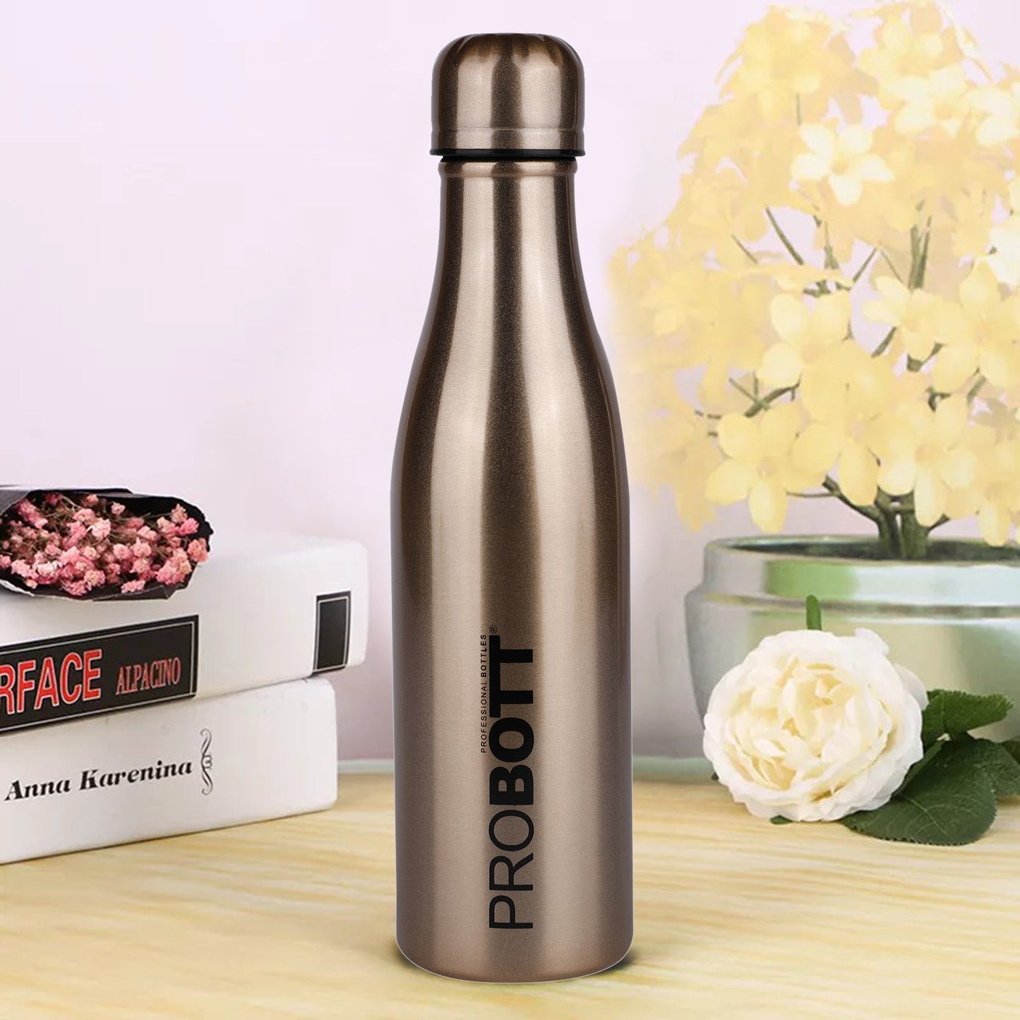Probott Vintage 500ml Thermoses Vacuum Insulated Flask, Stainless Steel Water Bottles, Gold