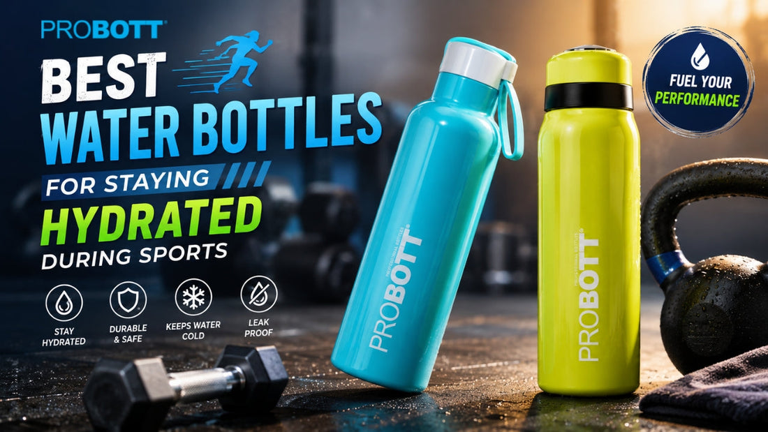 PROBOTT white sports water bottle with secure flip-top lid, designed for gym and workout hydration