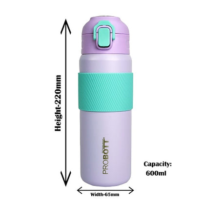 Probott Trek 600ml Hot & Cold Vacuum Insulated Flask Bottles, Purple