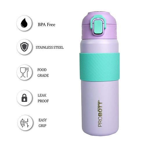 Probott Trek 600ml Hot & Cold Vacuum Insulated Flask Bottles, Purple