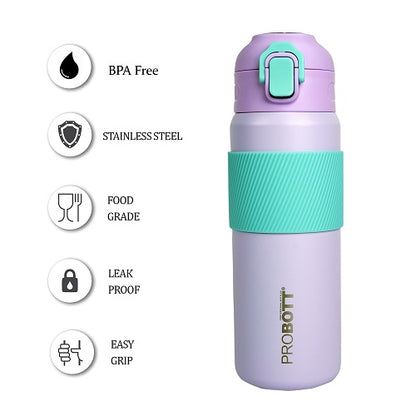 Probott Trek 600ml Hot & Cold Vacuum Insulated Flask Bottles, Purple