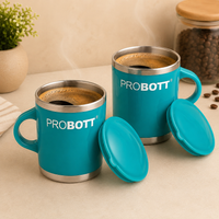 PROBOTT Costa Stainless Steel Mug/Cup with Lid, Stylish Cup Ideal for Hot & Cold Coffee, Tea – Green
