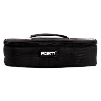 PROBOTT Vetroware Borosilicate Flip Clip Lunch Box Round Shape Set with Flat Bag, 400ml+400ml, 2-Pieces, Transparent PV 222-RF_Black Bag