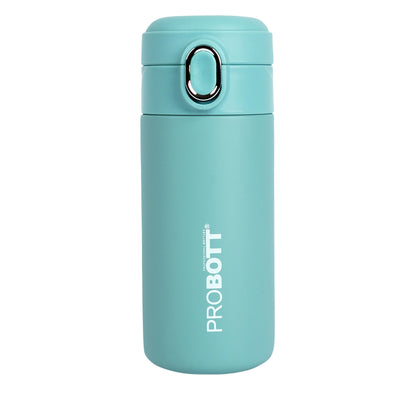 Probott Pride 400ml Thermosteel Hot & Cold Insulated Stainless Steel Travel Flask, Green | Spill Proof | Coffee Tea Mug | Juice Mug | Easy Grip Easy to Carry