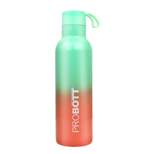 Probott Dream 750ml Stainless Steel Hot and Cold Water Bottle, Vacuum Insulated Flask Bottles, Dual Color Light Green & Orange