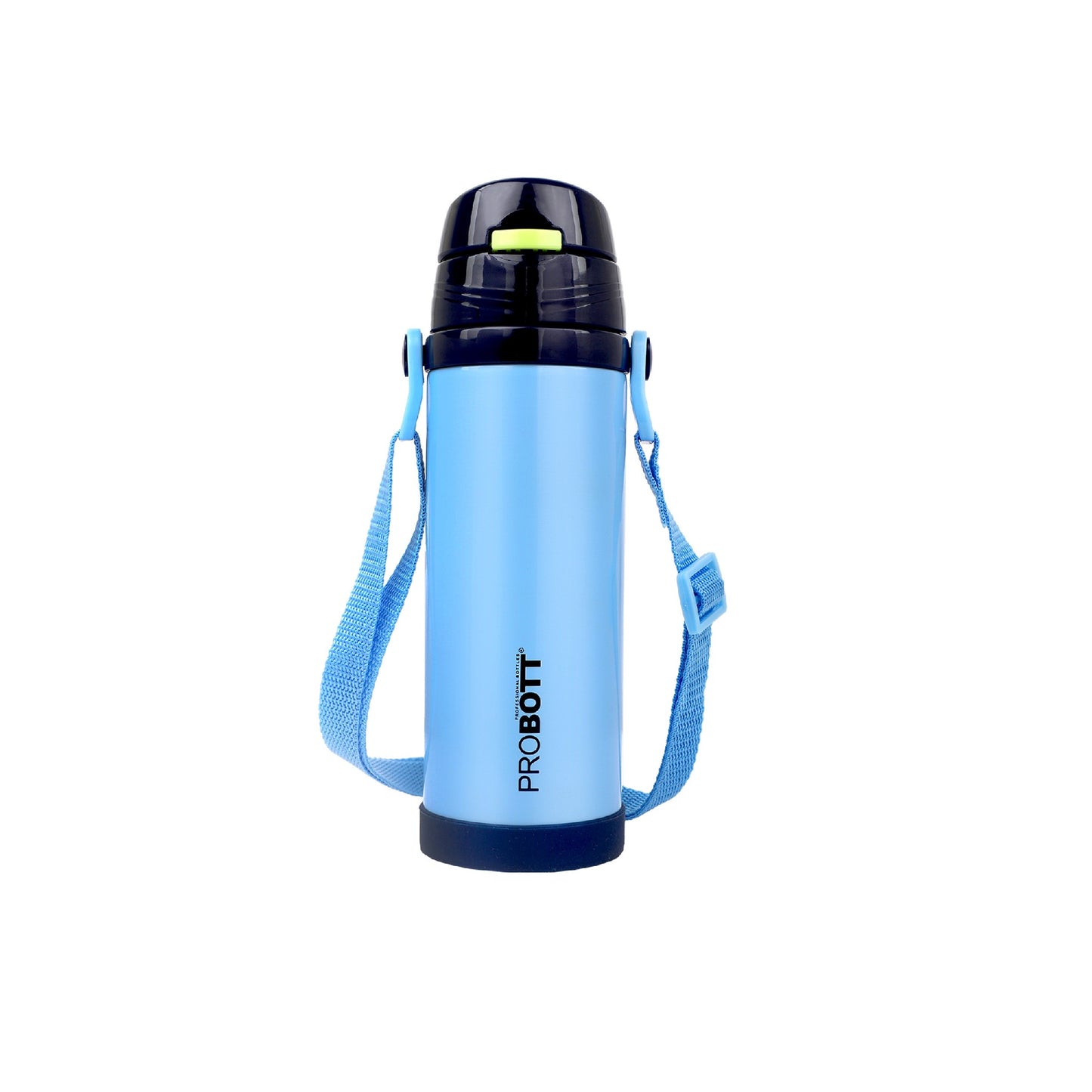 Probott Tom 350ml Hot & Cold Vacuum Insulated Flask Sipper Bottle with Straw & Strap for Kids, Blue