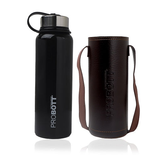 Probott Hulk 1100ml Stainless Steel Hot & Cold Water Bottle, Vacuum Insulated Flask Bottles, Black