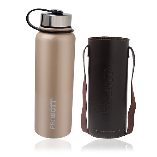 Probott Hulk 1100ml Stainless Steel Hot & Cold Water Bottle, Vacuum Insulated Flask Bottles, Beige