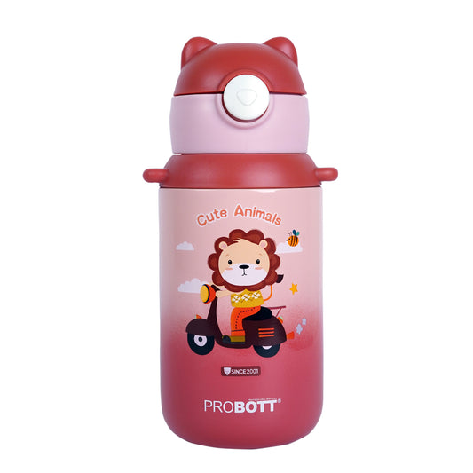 Probott Kidzy 500ml Water Bottle with Straw for 3-5 yrs Kids Sipper Bottle, Red