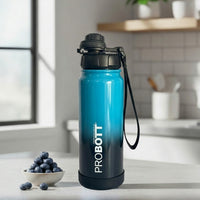 Probott Adventure 700 ml Stainless Steel Water Bottles, Vacuum Insulated Flask Bottles, Blue+Black | Hot and Cold | Easy to Carry | Leak Proof