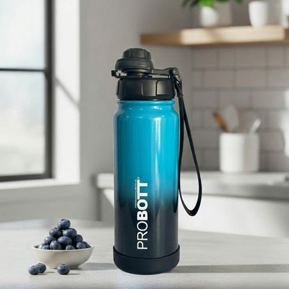 Probott Adventure 700 ml Stainless Steel Water Bottles, Vacuum Insulated Flask Bottles, Blue+Black | Hot and Cold | Easy to Carry | Leak Proof