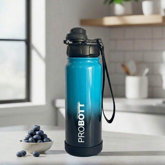 Probott Adventure 700 ml Stainless Steel Water Bottles, Vacuum Insulated Flask Bottles, Blue+Black | Hot and Cold | Easy to Carry | Leak Proof
