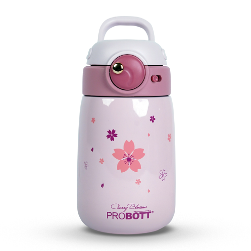 Probott Cool Kid 360ml Hot & Cold Sipper Bottle for Kid with Straw & Handle, Pink