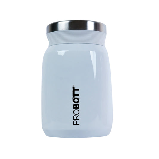 PROBOTT Gourmet 300 ml Vacuum Insulated Flask Jar, White | Soup Flask | Dal Flask | Sambar Flask | Thermos | Long Hours Hot and Cold