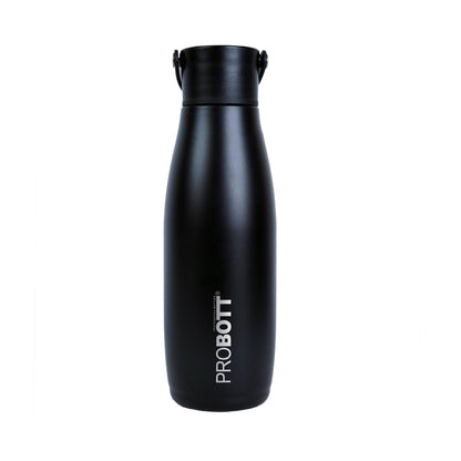 Probott Trendy 480ml Stainless Steel Water Bottles, Vacuum Insulated Flask Bottles, Black | Hot and Cold | Easy to Carry | Leak Proof