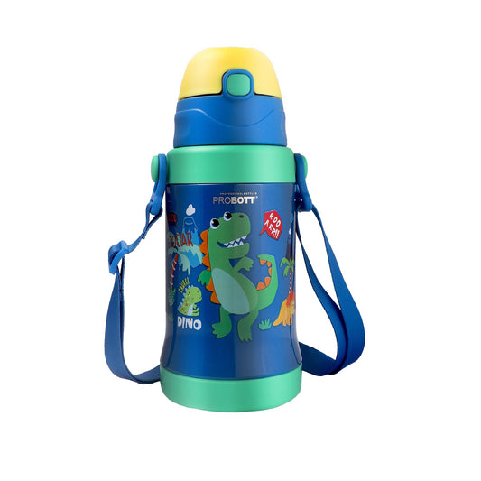 Probott Unicorn Dinosaur 650ml Water Bottle with Straw Sipper Bottle for 4-7 Yrs Kids, Multicolor