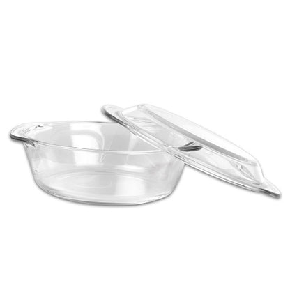 PROBOTT Vetroware Borosilicate Glass Casserole for Roti Chapati Rice, Curry Serve Deep Round Oven And Microwave Safe Serving Bowl With Glass Lid PV Classic Casserole_2Ltr