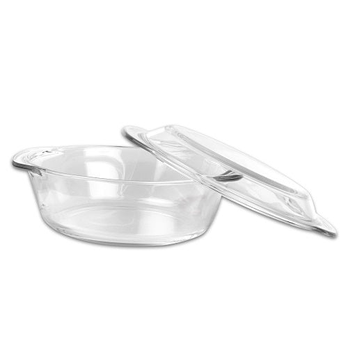 PROBOTT Vetroware Borosilicate Glass Casserole for Roti Chapati Rice, Curry Serve Deep Round Oven And Microwave Safe Serving Bowl With Glass Lid PV Classic Casserole_2Ltr