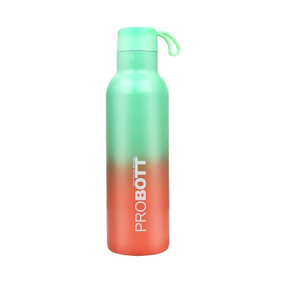 Probott Dream 500ml Stainless Steel Hot and Cold Water Bottle, Vacuum Insulated Flask Bottles, Dual Color Light Green & Orange