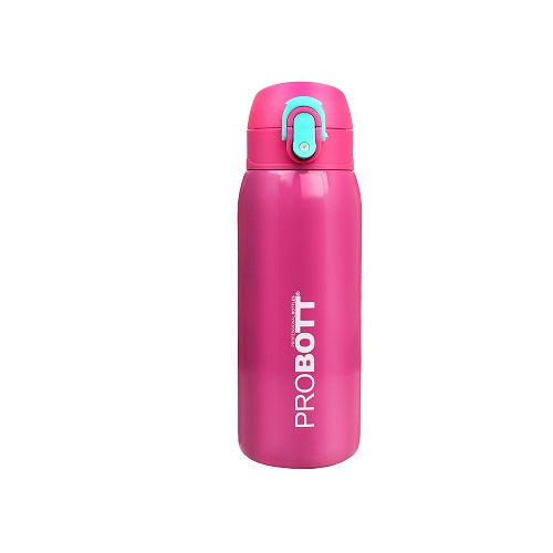 Probott Little 230ml Thermoses Vacuum Insulated Flask, Stainless Steel Water Bottle for Kids, Pink | One-Click-Open Leak-Proof Locking Flip Lid