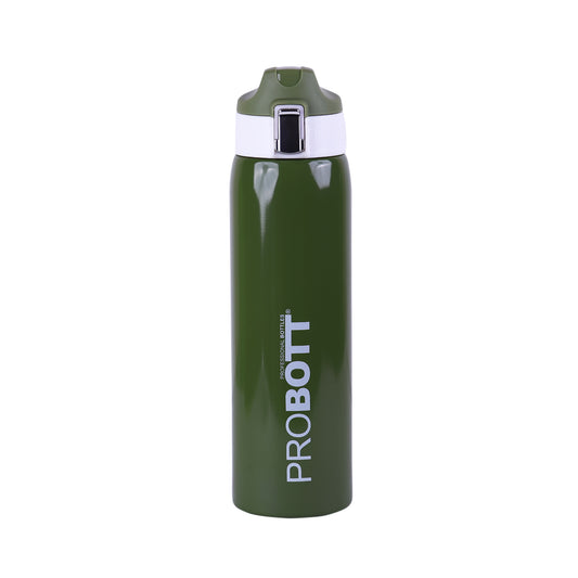 Probott Icon 750ml Stainless Steel Hot and Cold Water Bottle, Vacuum Insulated Flask Sipper Bottle, Green