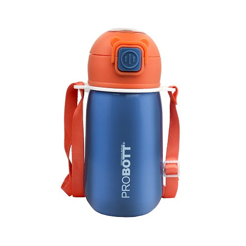 Probott Cutie 320ml Stainless Steel Hot & Cold Sipper Water Bottle for Kids, Blue| Double Walled Vacuum Flask |Push Button With Locking System