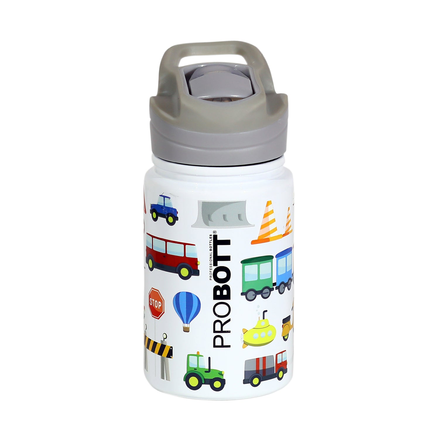 PROBOTT Space 360ml Stainless Steel Double Wall Vacuum Flask for 3-5 Yrs Kids | Hot and Cold Water Bottle with 3D Print, White | Perfect for Toddlers | Leakproof