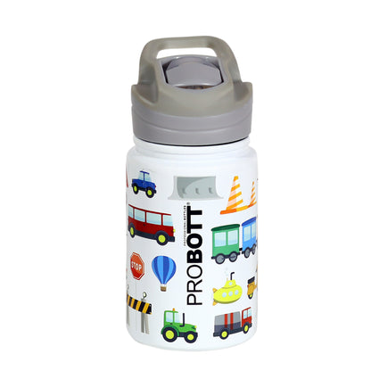 PROBOTT Space 360ml Stainless Steel Double Wall Vacuum Flask for 3-5 Yrs Kids | Hot and Cold Water Bottle with 3D Print, White | Perfect for Toddlers | Leakproof