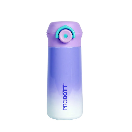 PROBOTT Swiss 350ml Stainless Steel Double Wall Vacuum Flask for 3-5 Yrs Kids | Hot and Cold Water Bottle, Purple