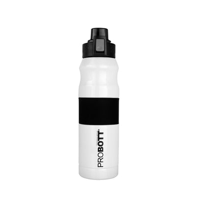 Probott Bloom 680ml Vacuum Insulated Flask Bottle, Stainless Steel Hot and Cold Water Bottles, White | Push Button Flip Top Cap | Leak Proof