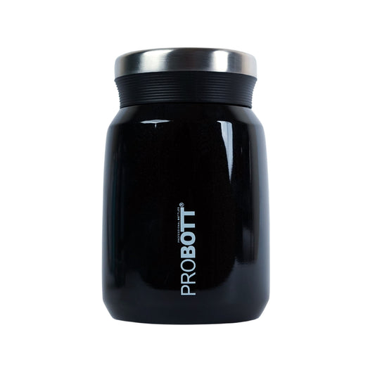 PROBOTT Gourmet 300 ml Vacuum Insulated Flask Jar, Black | Soup Flask | Dal Flask | Sambar Flask | Thermos | Long Hours Hot and Cold